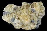 Quartz Encrusted Yellow Fluorite With Galena - Morocco #174582-2